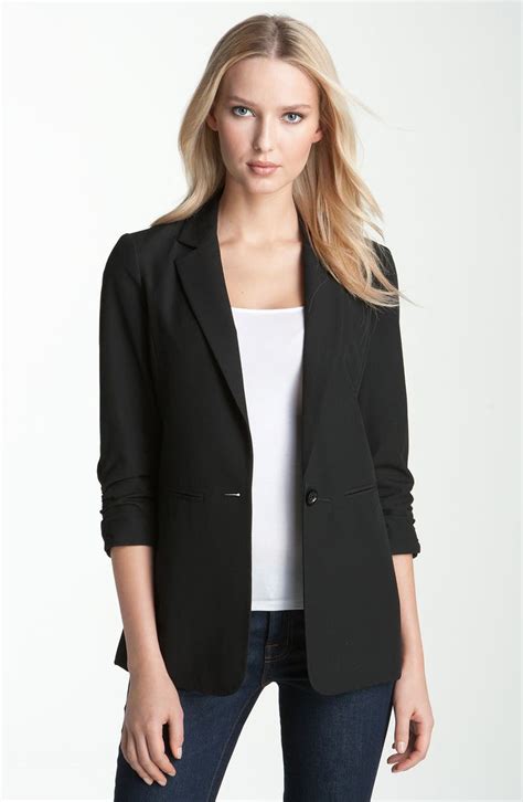 michael kors ruched sleeve boyfriend jacket|Michael by Michael Kors Brown Ruched Sleeve Boyfriend Jacket .